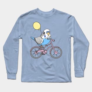 blue budgie on a bike Long Sleeve T-Shirt